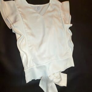 Chic White Ruffle Accent Blouse